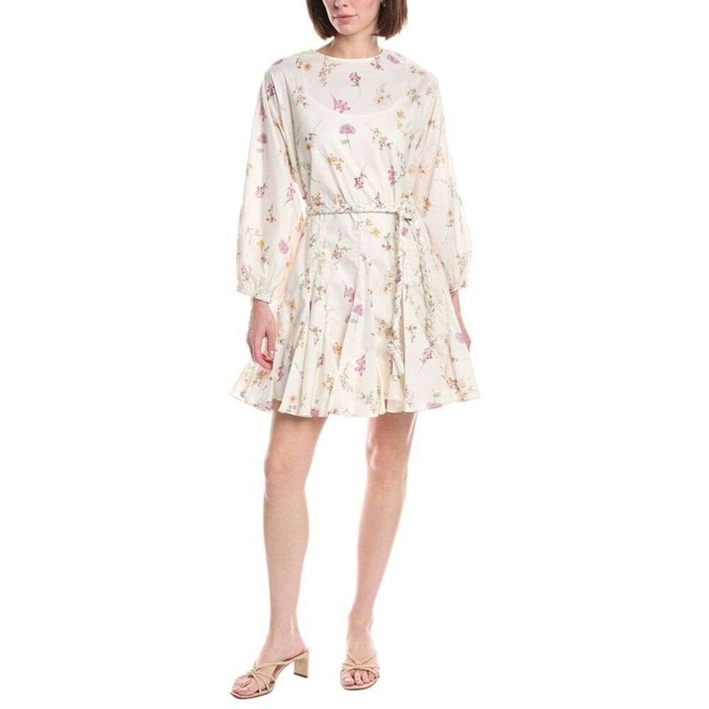 Beulah Womens  Floral Print Ruffled Mini Dress, Ivory